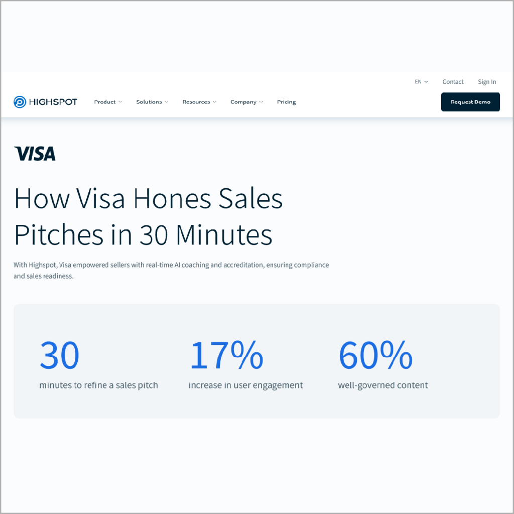 Highspot- Visa Case Study Scale AI Coaching for Sales Success Feature Image